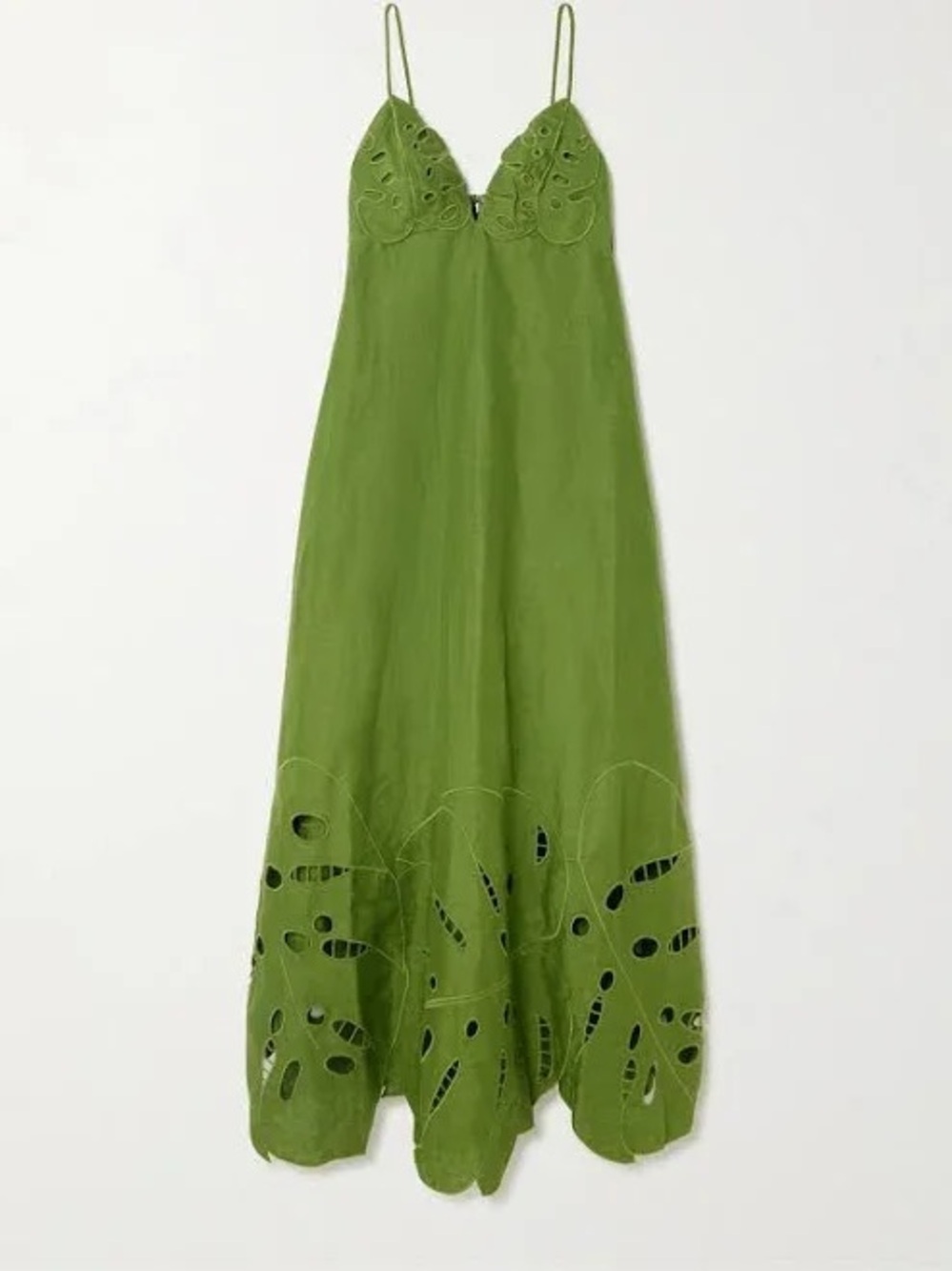 FARM Rio Olive Green Eyelet Midi Dress - Picture 2 of 8
